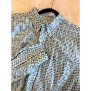 Southern Tide blue check button front long sleeve size xl EUC